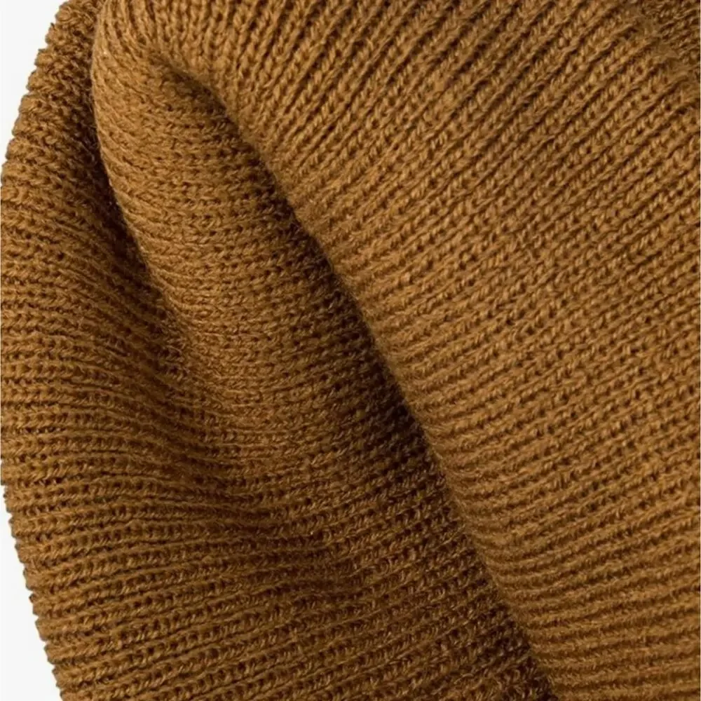 Levi's All Season Comfy Leather Logo Patch Cuffed Hero Beanie Tan